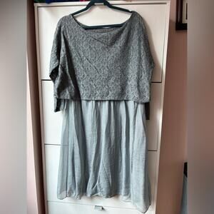 Amanti Made in Italy 100% Silk Gray Midi Dress L